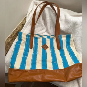 Blue striped tote